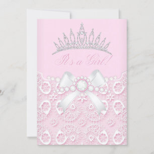 Invitación Chica Princesa Cumpleaños Rosa Encaje diamante Bla