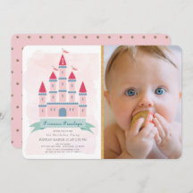 Chica Princesa de Castillo Rosa Foto Primer Cumple