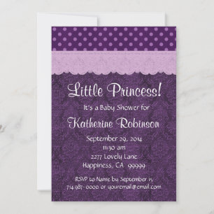 Invitación Chica Princesa Morada Lace Baby Shower S21D
