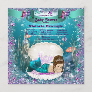Invitación Chica Princesa Sirena Shower de Bebé