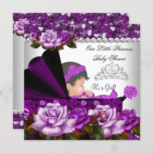 Invitación Chica Princess Baby Shower Plum Rosa