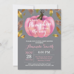 Invitación Chica Pumpkin cayó Baby Shower Rosa y Gary
