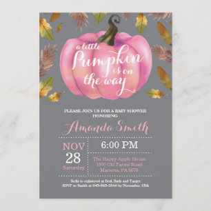 Invitación Chica Pumpkin cayó Baby Shower Rosa y Gary