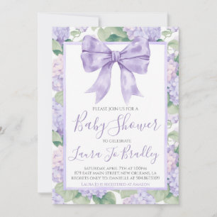 Invitación Chica Purple Bow Preppy Southern Baby Shower