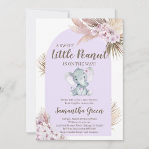Invitación Chica Purple Elephant Baby Shower