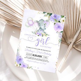 Invitación Chica Purple Elephant Baby Shower