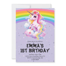Chica Púrpura Arcoiris Unicornio 1 cumpleaños