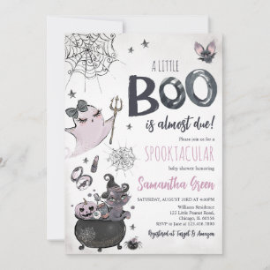 Invitación Chica púrpura Fantasma Halloween Baby Shower