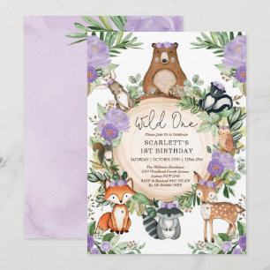 Invitación Chica Púrpura Floral de Woodland Salvaje de One1Cu