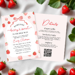 Invitación Chica QR Code Berry Sweet All in One Baby Shower