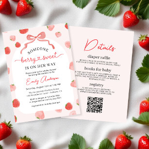 Invitación Chica QR Code Berry Sweet All in One Baby Shower