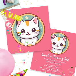 Invitación Chica que ama la fiesta de cumpleaños de los gatit