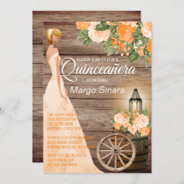 Invitación Chica Quinceañera - Flores de barril y Naranja de 