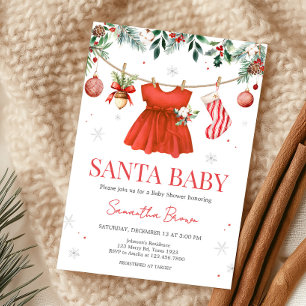 Invitación Chica Red Santa Navidades Baby Shower