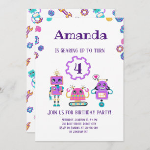 Invitación Chica Robot fiesta