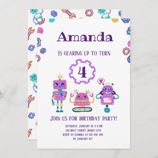 Invitación Chica Robot fiesta