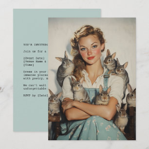 Invitación Chica Rodeado de bunnies