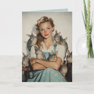 Invitación Chica Rodeado de bunnies