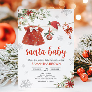 Invitación Chica Rojo Santa Navidades Baby Shower