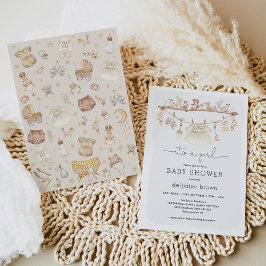 Invitación Chica Ropa de Bebé Baby Shower