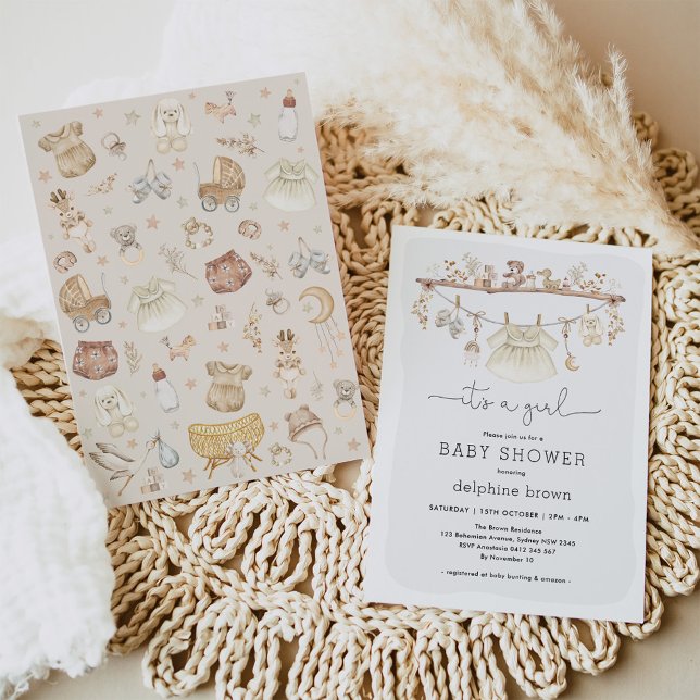 Invitación Chica Ropa de Bebé Baby Shower (Subido por el creador)