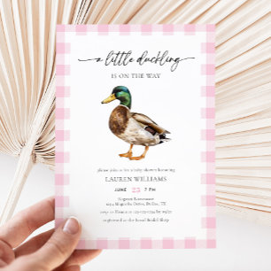 Invitación Chica rosa acuarela Mallard Duck Baby Shower