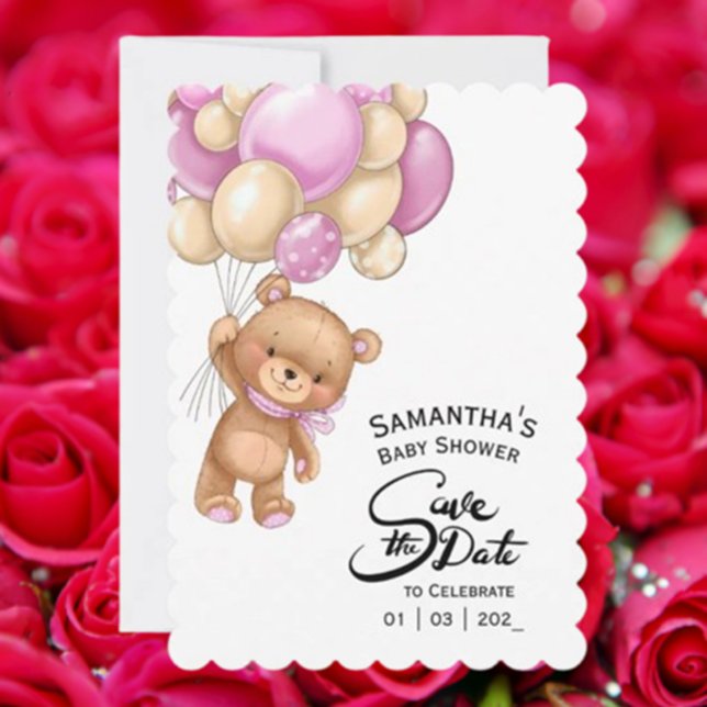 Invitación Chica rosa Baby Shower (Celebrate your little one with our charming Pink Girl Bear Baby Shower Invitation!  )