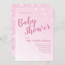 Invitación Chica rosa Baby Shower copo de nieve en invierno