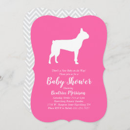 Invitación Chica rosa Baby Shower de Boston Terrier Dog
