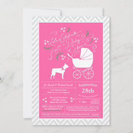 Invitación Chica rosa Baby Shower de Boston Terrier Dog