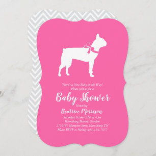 Invitación Chica rosa Baby Shower de Boston Terrier Dog