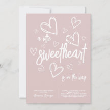 Chica Rosa Baby Shower de Corazón Moderno