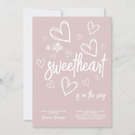 Invitación Chica rosa Baby Shower de corazón moderno