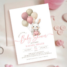 Chica rosa Baby Shower de los globos de conejo con