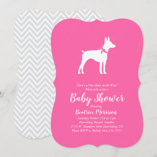 Invitación Chica rosa Baby Shower de Rat Terrier