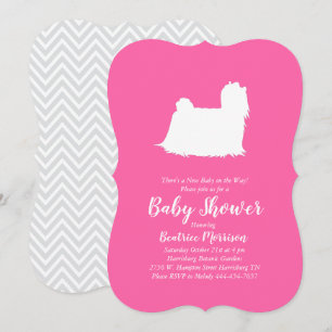 Invitación Chica rosa Baby Shower Perro maltés