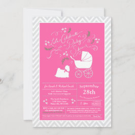 Invitación Chica rosa Baby Shower Perro maltés