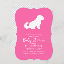 Invitación Chica rosa Baby Shower Perro maltés