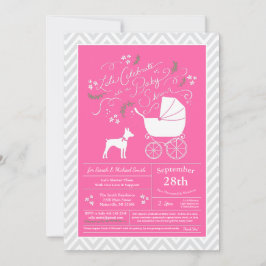 Invitación Chica rosa Baby Shower Rat Terrier Dog