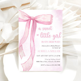 Invitación Chica Rosa Bow Baby Shower