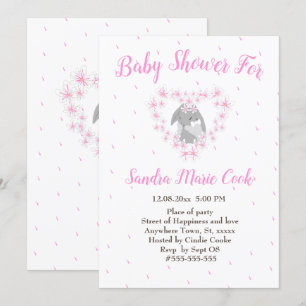 Invitación Chica rosa Bunny Rabbit Baby Shower