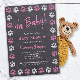Invitación Chica rosa Chalkboard Impresiones Baby Shower