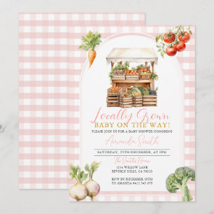 Invitación Chica rosa cultivado localmente Baby Shower de mer