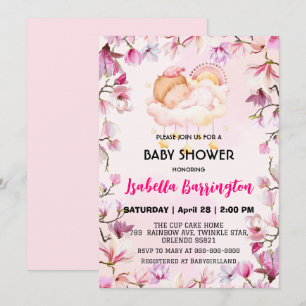 Invitación Chica Rosa Cute dulce flor de ensueño bebé ducha n