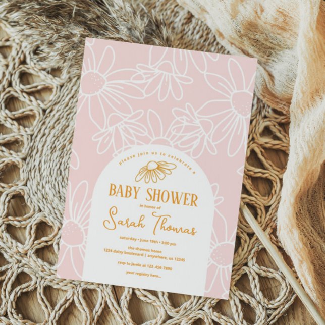 Invitación Chica Rosa Daisy Baby Shower (Subido por el creador)