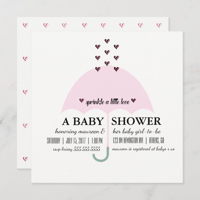 Invitación Chica Rosa de amor de BABY y CO (Anverso / Reverso)