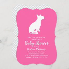 Invitación Chica rosa de Baby Shower Bull Terrier