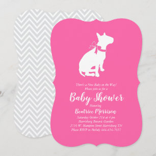 Invitación Chica rosa de Baby Shower Bull Terrier