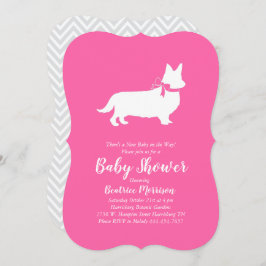 Invitación Chica rosa de Baby Shower Corgi Dog galés