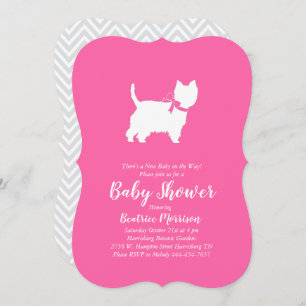 Invitación Chica rosa de Baby Shower de Perro Terrier de West